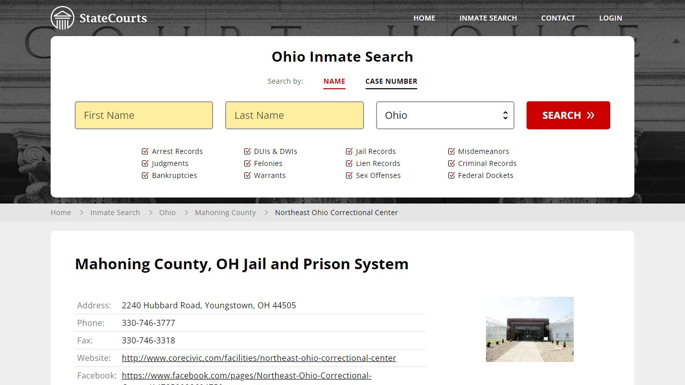 Northeast Ohio Correctional Center Inmate Records Search, Ohio ...